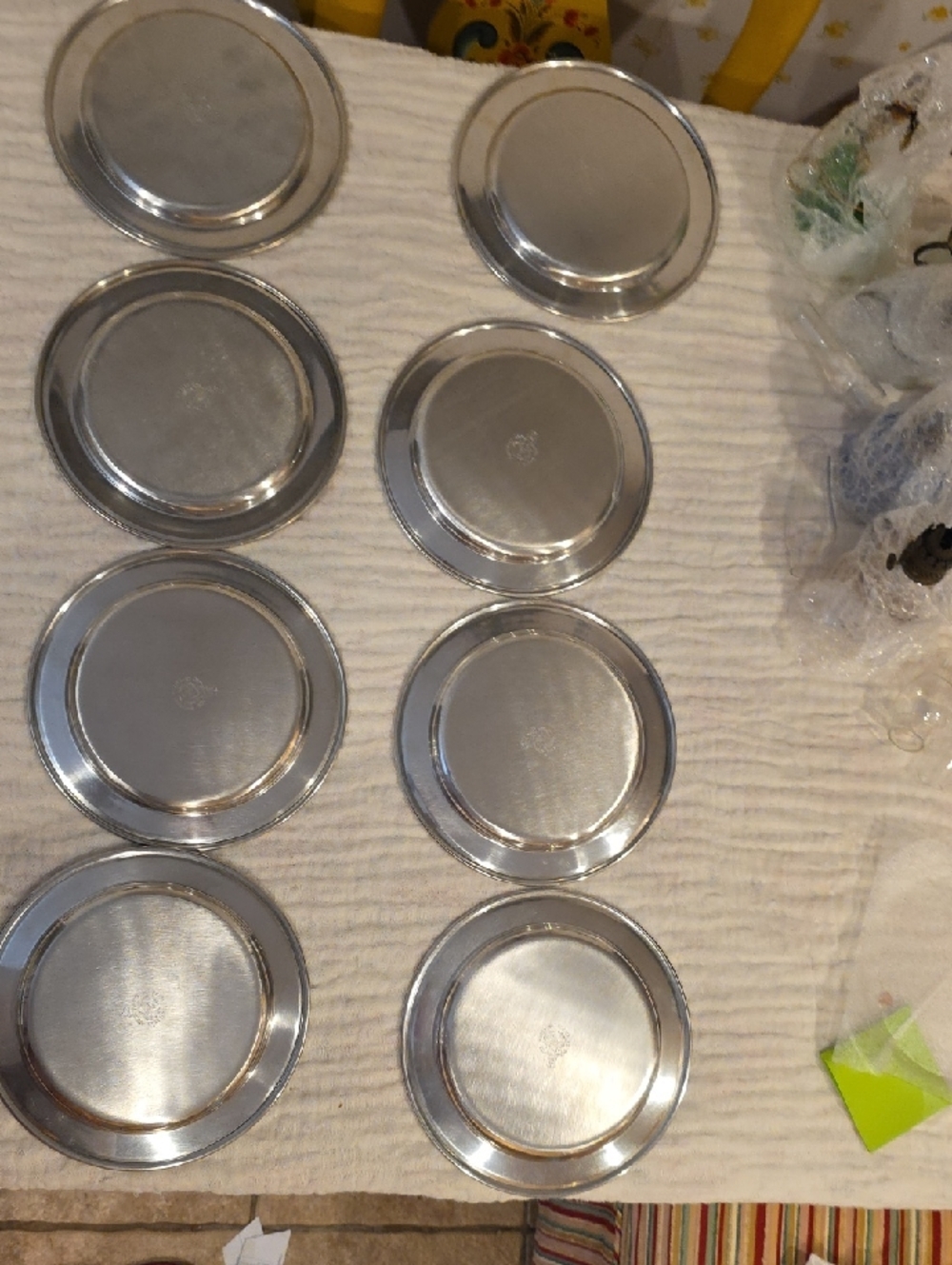 Brand new set of 8 Plates that  are 8 inch woodbury pewter plates